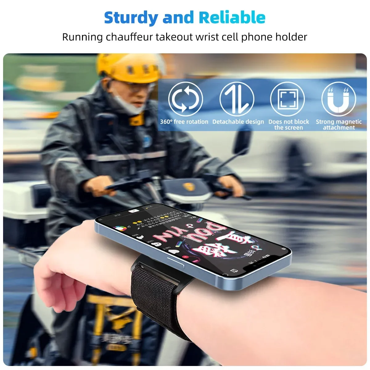 360 Rotatable Magnetic Wristband Phone Holder, Magnetic Phone Holder, Compatible with iPhone 16 15 14 13 12 Pro Max Plus Mini