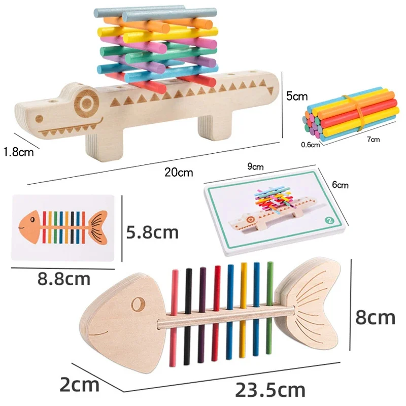 Montessori Color Matching Sensory Toys Wooden Balance Stick Fine Training Game Puzzle Toy For Boys Girls Birthday Christmas Gift