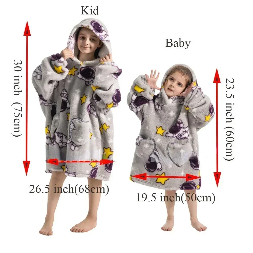 Super Long Oversized Winter Sherpa Blanket Plush Flannel Warm Family Matching Hoodie Christmas Homewear Avocado Women Sweatshirt image 6
