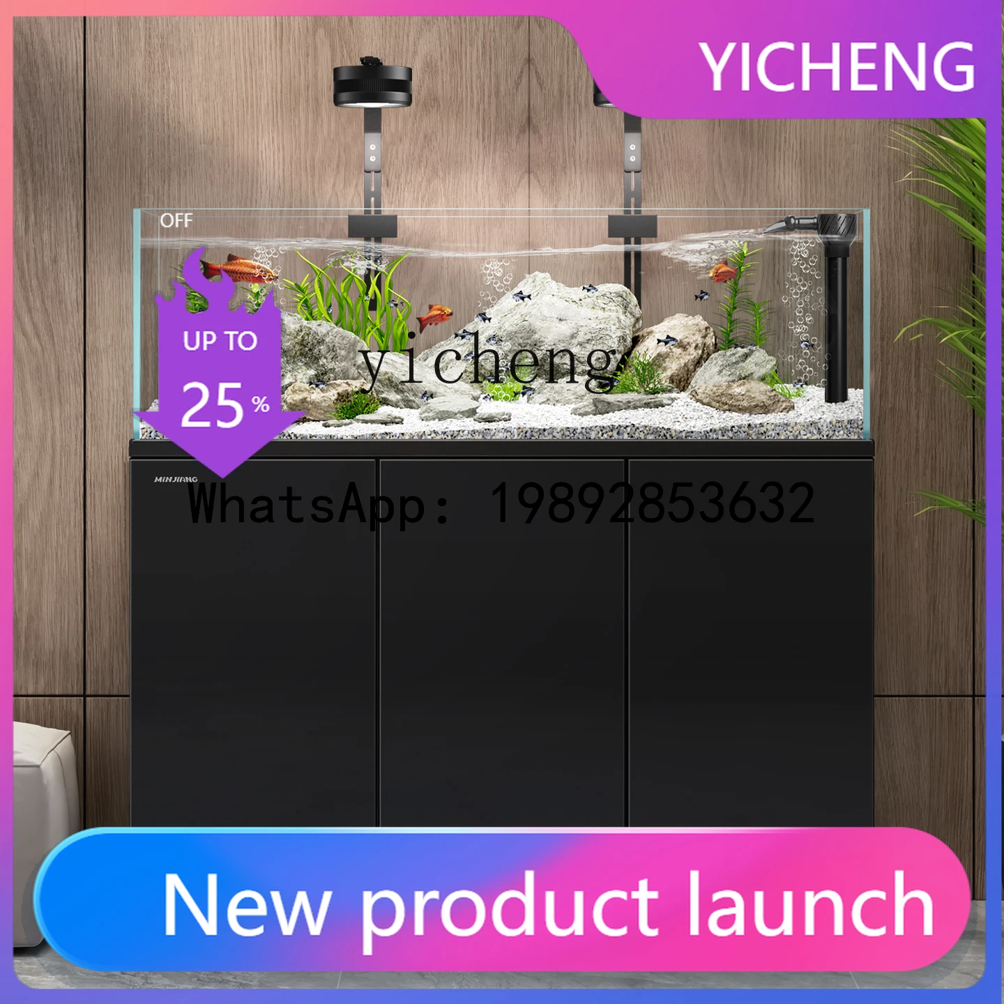 

original ecological wild mining landscaping fish tank living room office floor bottom filter goldfish tank