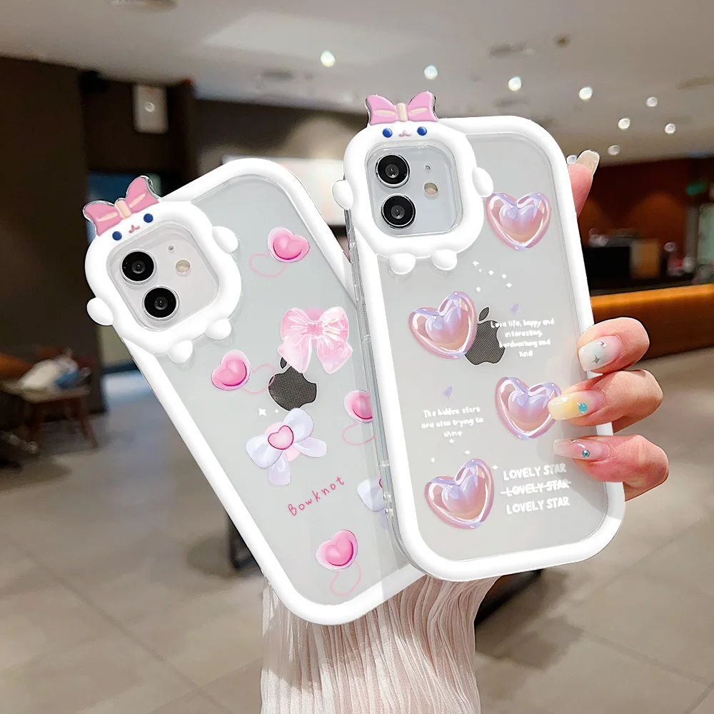 

Bow Love Heart Case For IPhone 13 Pro 11 14 12 Pro Max Cases IPhone XS Max X XR 8 Plus 7 6 6s SE 2020 2022 Monster Bumper Funda