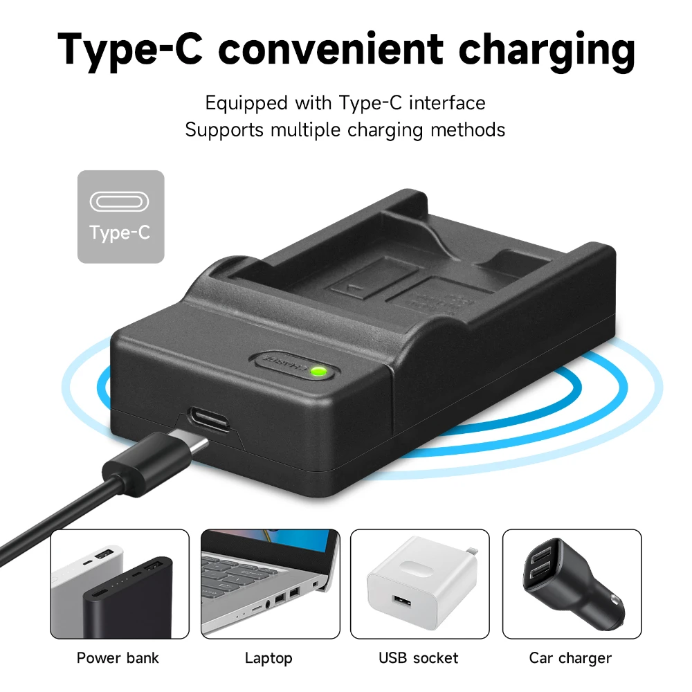 NP 50 Battery + LED Charger with Type C Port NP-50 Camera Battery Kit for Fujifilm X10 X20 KLIC-7004 D-Li68 FinePix XP100 F70EX