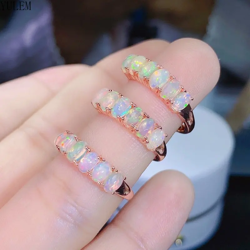 October Birthstone 100% Natural Opal Ring for Daily Wear 3mm*5mm White Opal Silver Ring Gift for Mother