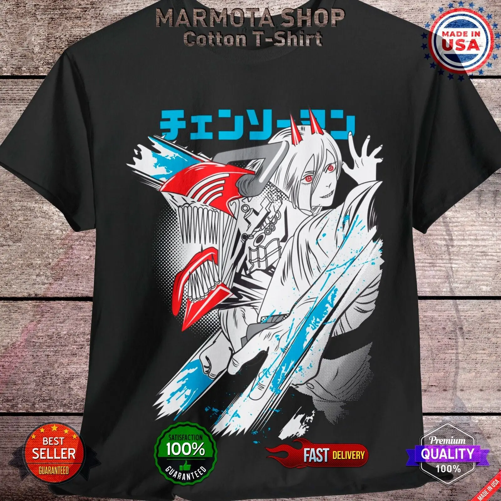 Power Denji Shirt Chainsaw Man Anime Tee T-Shirt Waifu Ecchi Sexy Makima Devil