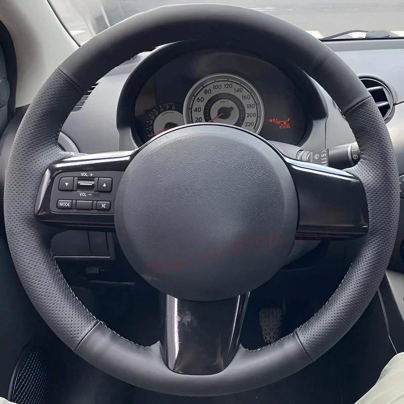

For Mazda 2 2007-2012 Hand-Stitched Steering Wheel Cover Lightweight Breathable Full Coverage Modified Car Interior Accessory