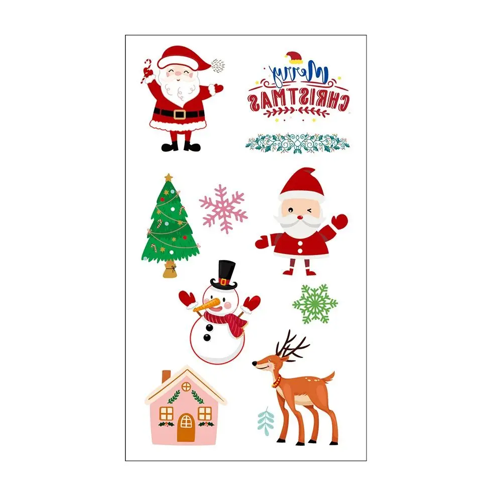 

10PCS Cute Christmas Temporary Tattoos Stickers Waterproof Sweatproof Cartoon Stickers Disposable Cartoon Art Christmas Gifts