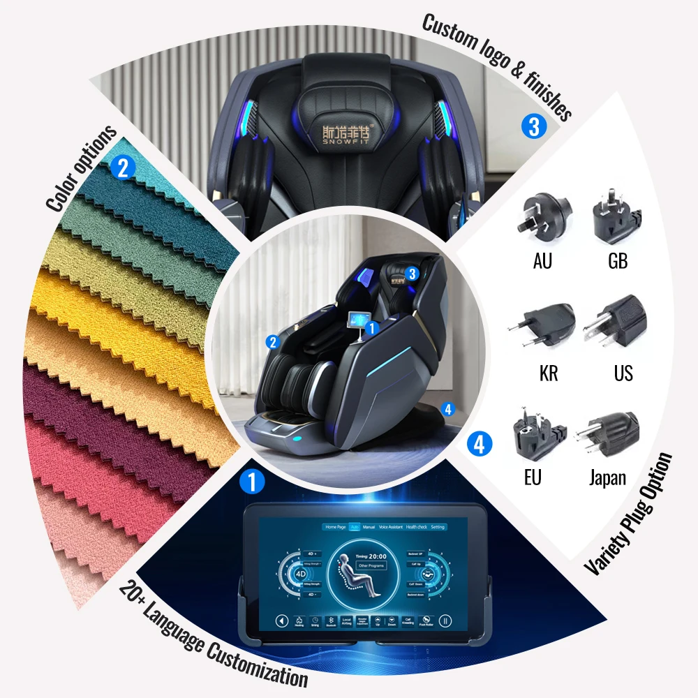 Best Seller Portable Foldable 3D SL Track Full Body Electric Zero Gravity Massage Chair with Intelligent Voice Control