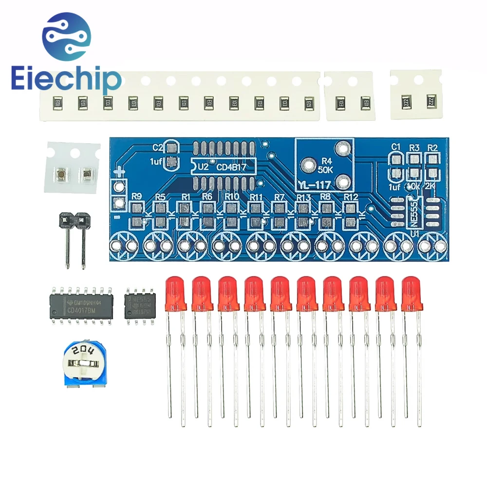 Streaming Light Kit NE555+CD4017 LED Flow Light Electronic Production Suite Control Board Module Capacitor DIY Electroni Kit