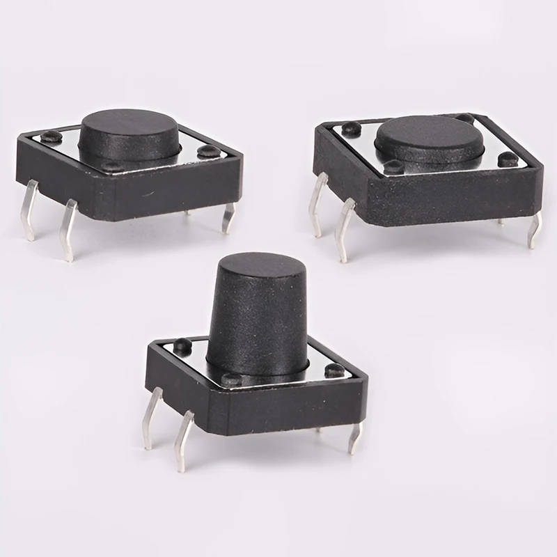 10 Stück Steck-Taktschalter 12*12 Griffhöhe 8,0mm 4-Pin 50mA DC 12V 12x12 Selbstrückstellender Elektronischer Drucktastenschalter – Detail 4