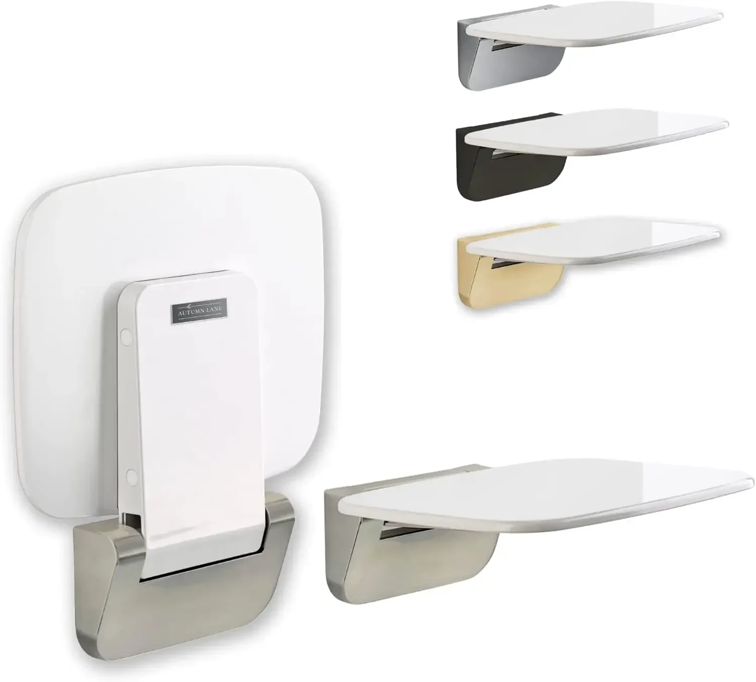 

Folding Shower Seat Wall Mounted– Up to 350lbs, Secure Folding Shower Bench, Space Saving Mounted Shower Seat, Luxury Fold