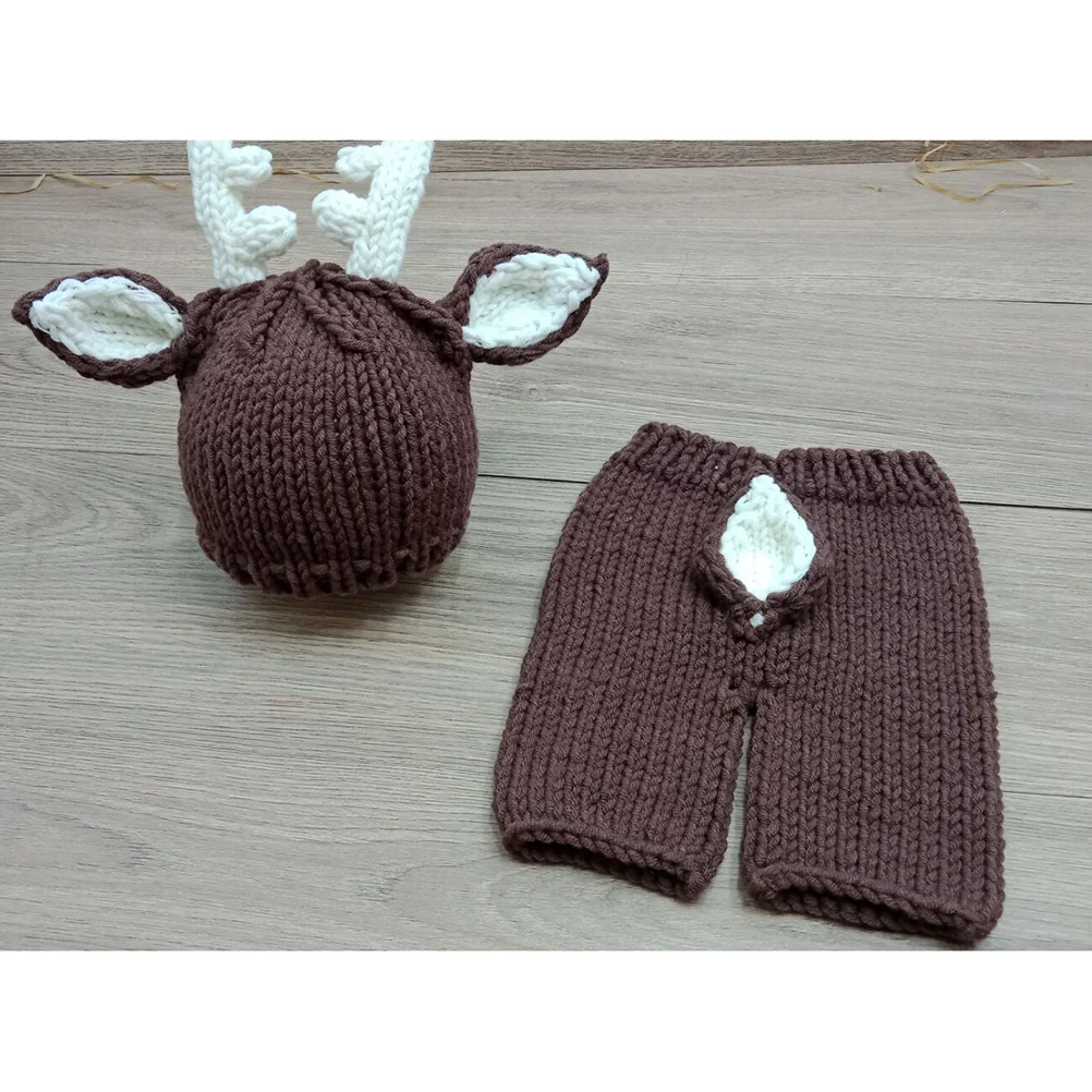 Accessoires de photographie pour nouveau-nés, vêtements pour bébé, tenue en tricot de cerf de dessin animé, pull pour bébé de 0 à 1 mois, tenue confortable pour séance Photo