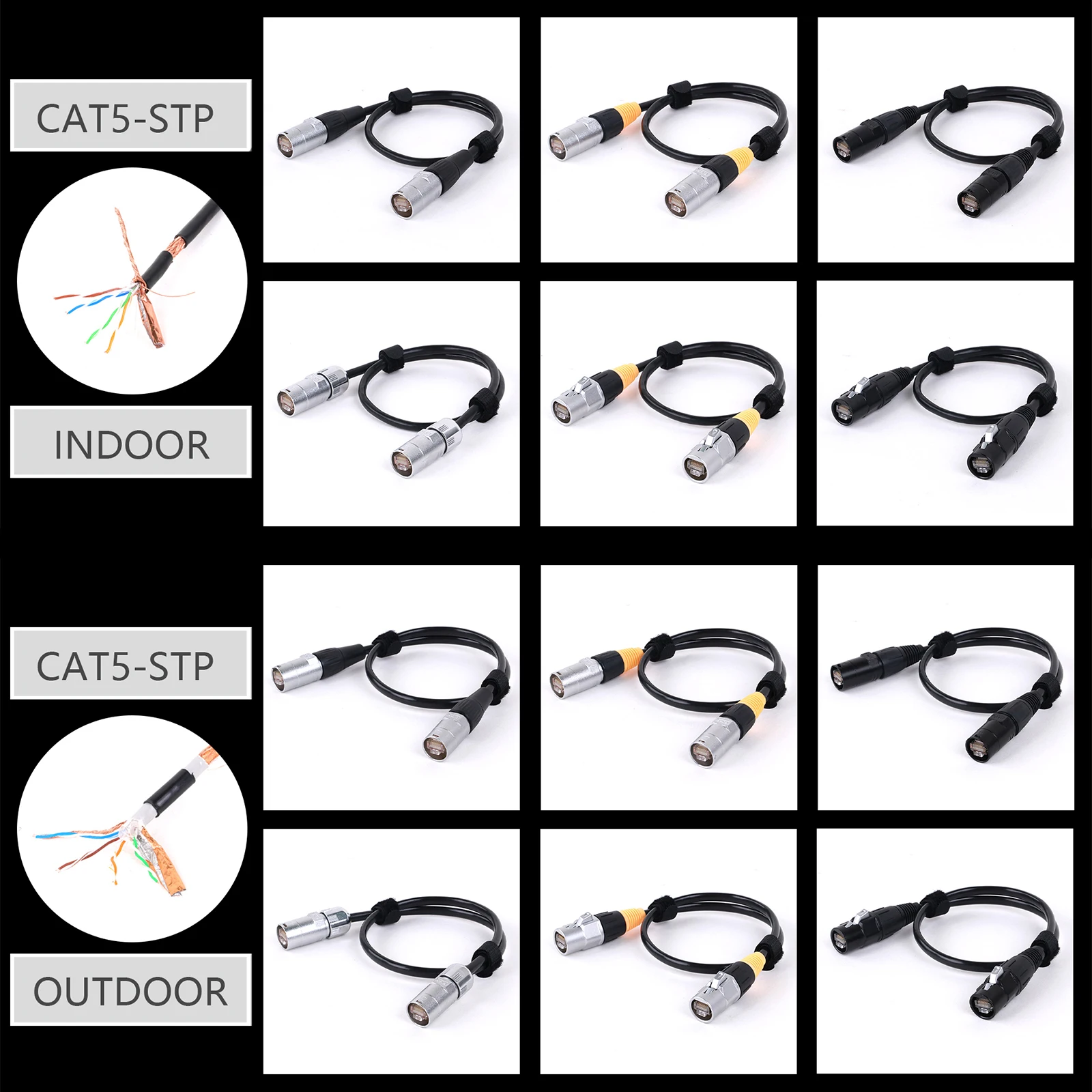 0.3M-100M Cat5E/Cat5 STP Stage Ethernet Extension Cable Indoor&Outdoor LAN Network Shielded Cable with Zinc Alloy RJ45 Connector