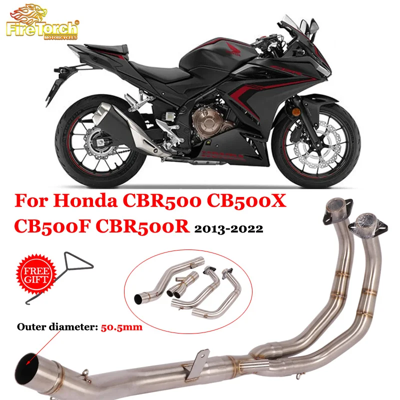 

Слипоны для Honda CBR500 CB500X CB500F CBR500R CBR 500 2013-2022 выхлопная труба мотоцикла, Модифицированная Передняя средняя трубка, Соединительная труба