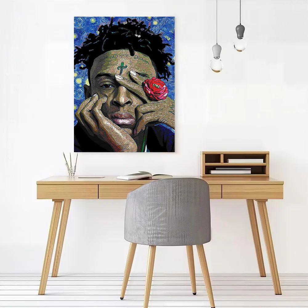 21 Savage Van Gogh Style Portrait Poster Canvas Wall Art Personalized Print Modern Painting Perfect Gift for Vintage Decor Mural