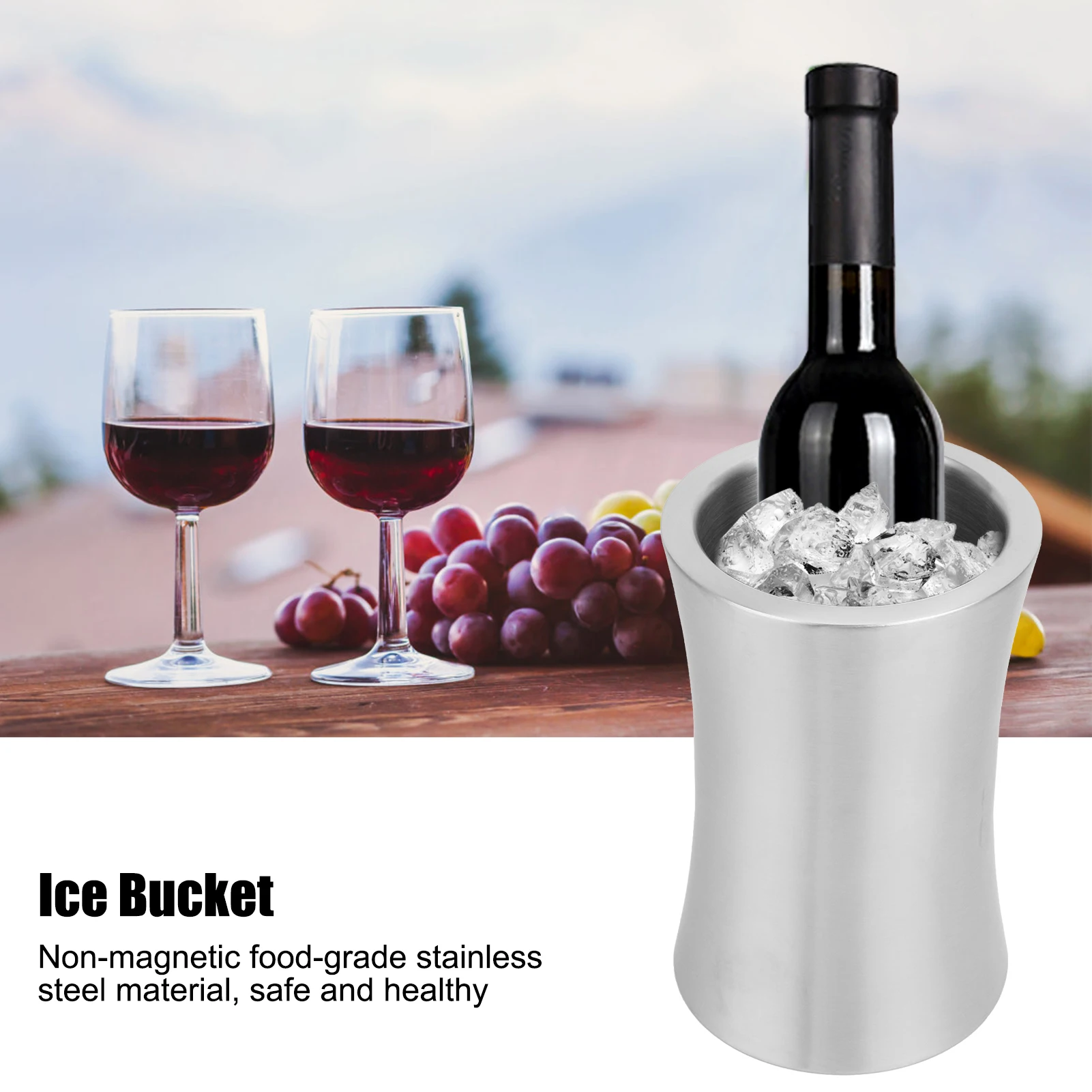 

Bucket Ice Bucket Double-Wall Stainless Steel Insulated Container for Red Wine Champagne Double‑Wall Bucket Ice Bucket