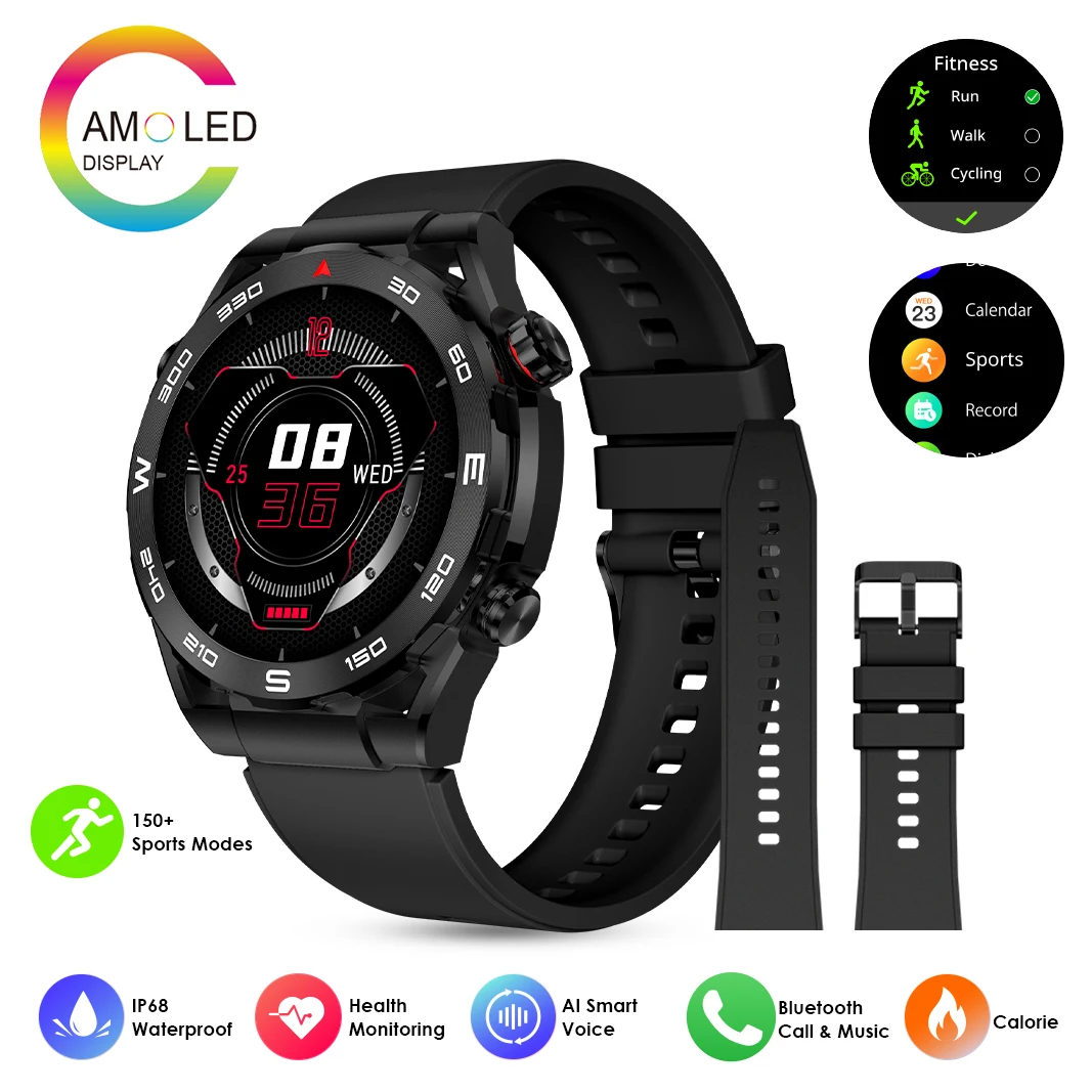 

relojes para hombres New Rotating Dial Watch Men Women 1.43inch AMOLED Waterproof Music AI Voice Bluetooth Call Smart Watch