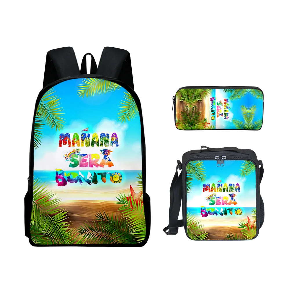 

Trendy Youthful Manana Sera BonitoI 3D Print 3pcs/Set Student Travel bags Laptop Daypack Backpack Lunch Bag Pencil Case