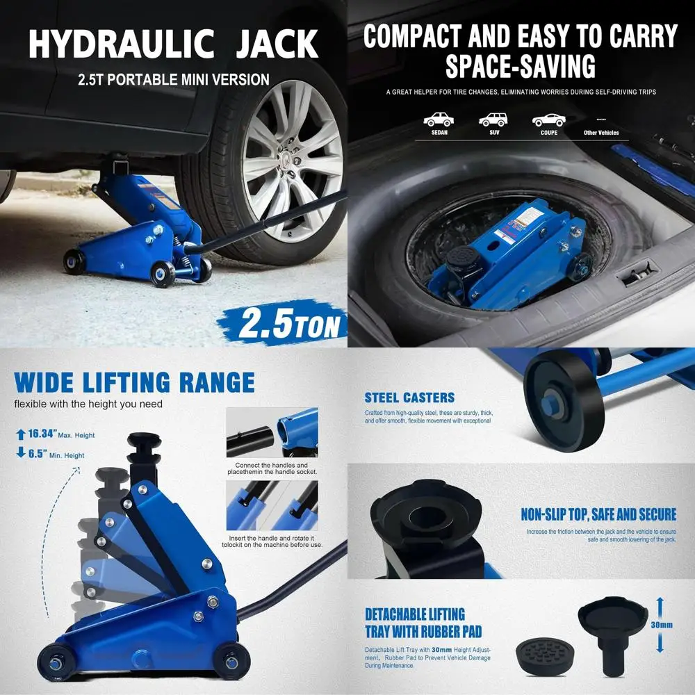 

2.5 Ton Heavy Duty Floor Jack with Heightening Gasket, Lift Range 4.13 to 17