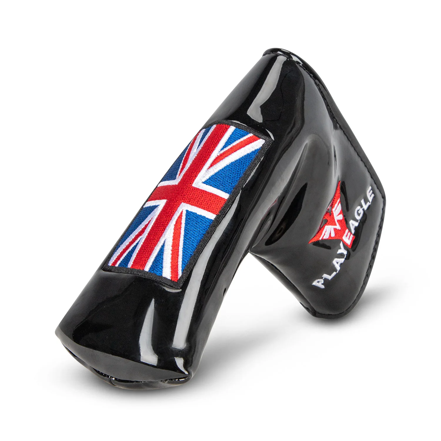 

PLAY EAGLE British Flag Golf Blade Cover PU Leather Golf Club Protect Putter Head Cover Black/Blue Color