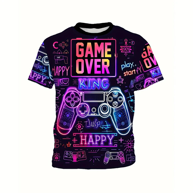 3D Printed Video Game Controller Pattern Men's & Kids Sports T-Shirt Quick-Drying Breathable Short Sleeve for Outdoor Streetwear