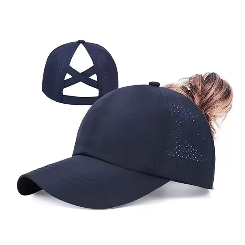 Schnell Trocknende Pferdeschwanz-Baseballkappe Atmungsaktives Mesh Criss-Cross-Rückenteil für Damen Snapback Dad Hat Atmungsaktive Mütze Outdoor Sonnenkappe – Detail 7