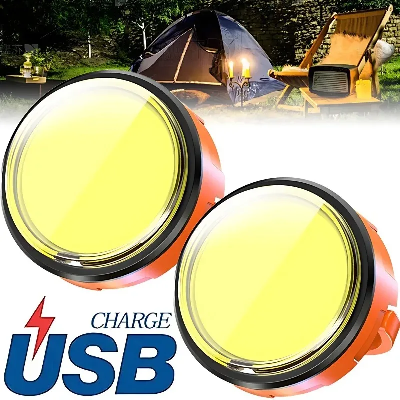 1/2pcs MINI High Power LED Camping Light Rechargeable with Magnet Base Bank for Outdoor Tent Portable Emergency Lantern Hiking