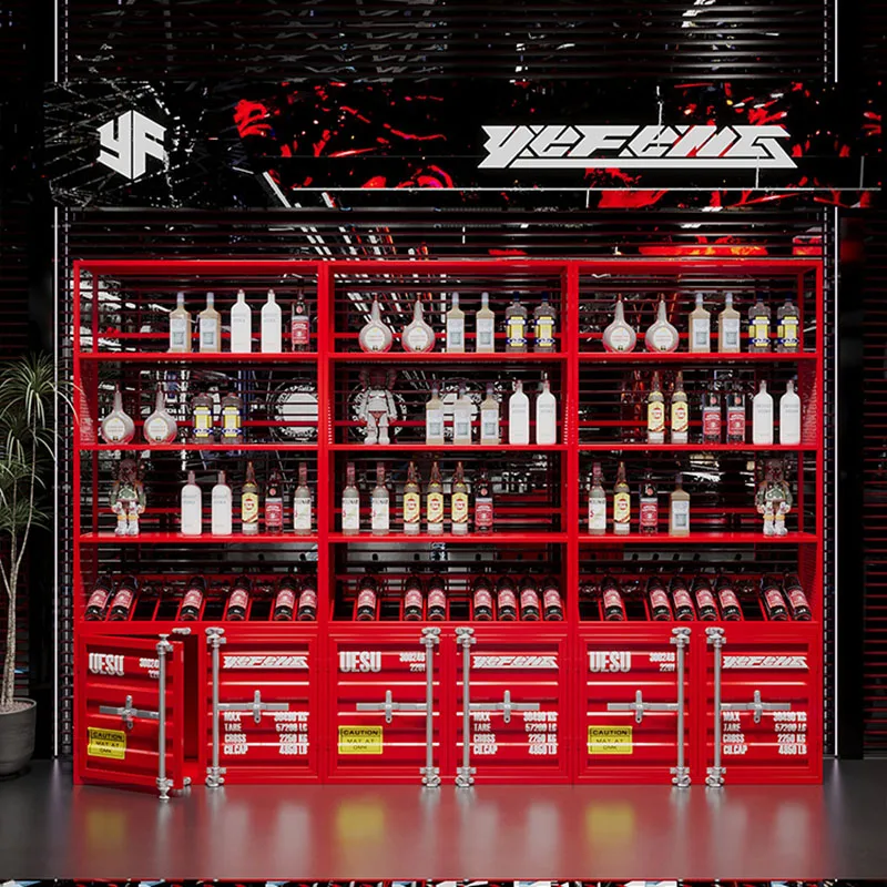 

Industrial Cellar Wine Cabinets Club Traditional Storage Retail Display Wine Rack Whisky Sets Adega Barzinho Liquor Furniture