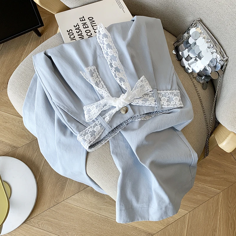 

Soft Lace Knot Waist Belt Wide Leg Pants Women's High Waist Straight Cut Casual Long Trousers Spring New Style
