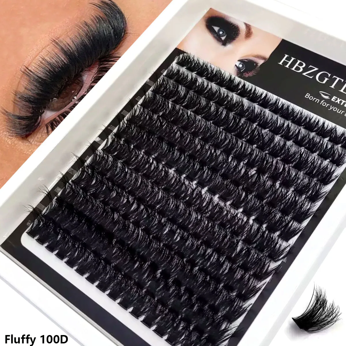 HBZGTLAD Neu 12 Reihen 60-200DMix 8D Flauschige Einzelwimpern-Cluster-Extensions für DIY-Wimpernverlängerung zu Hause, Cluster-Make-up-Wimpern – Detail 10