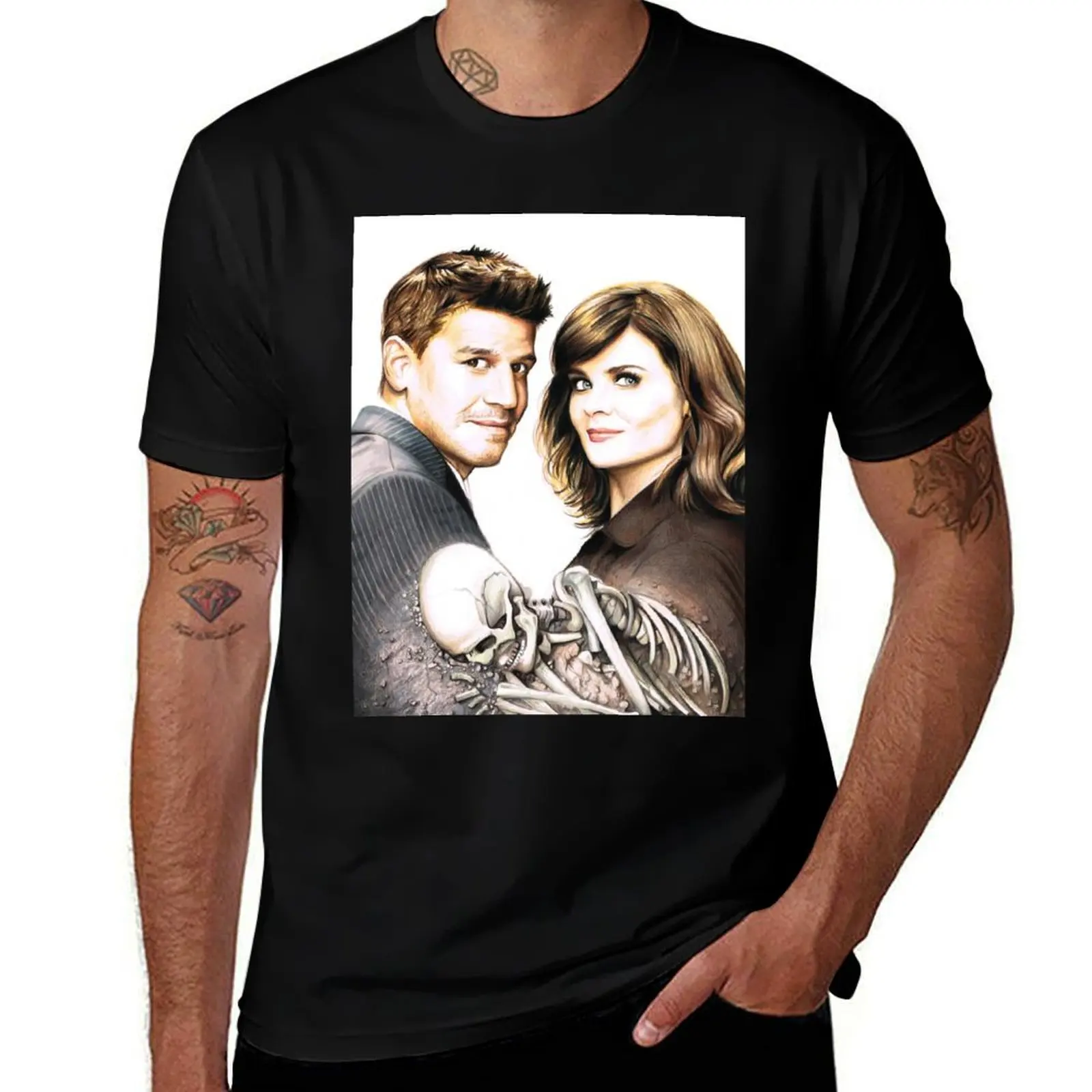 Bones and Booth T-Shirt Basic Breathable Solid Color T-Shirt