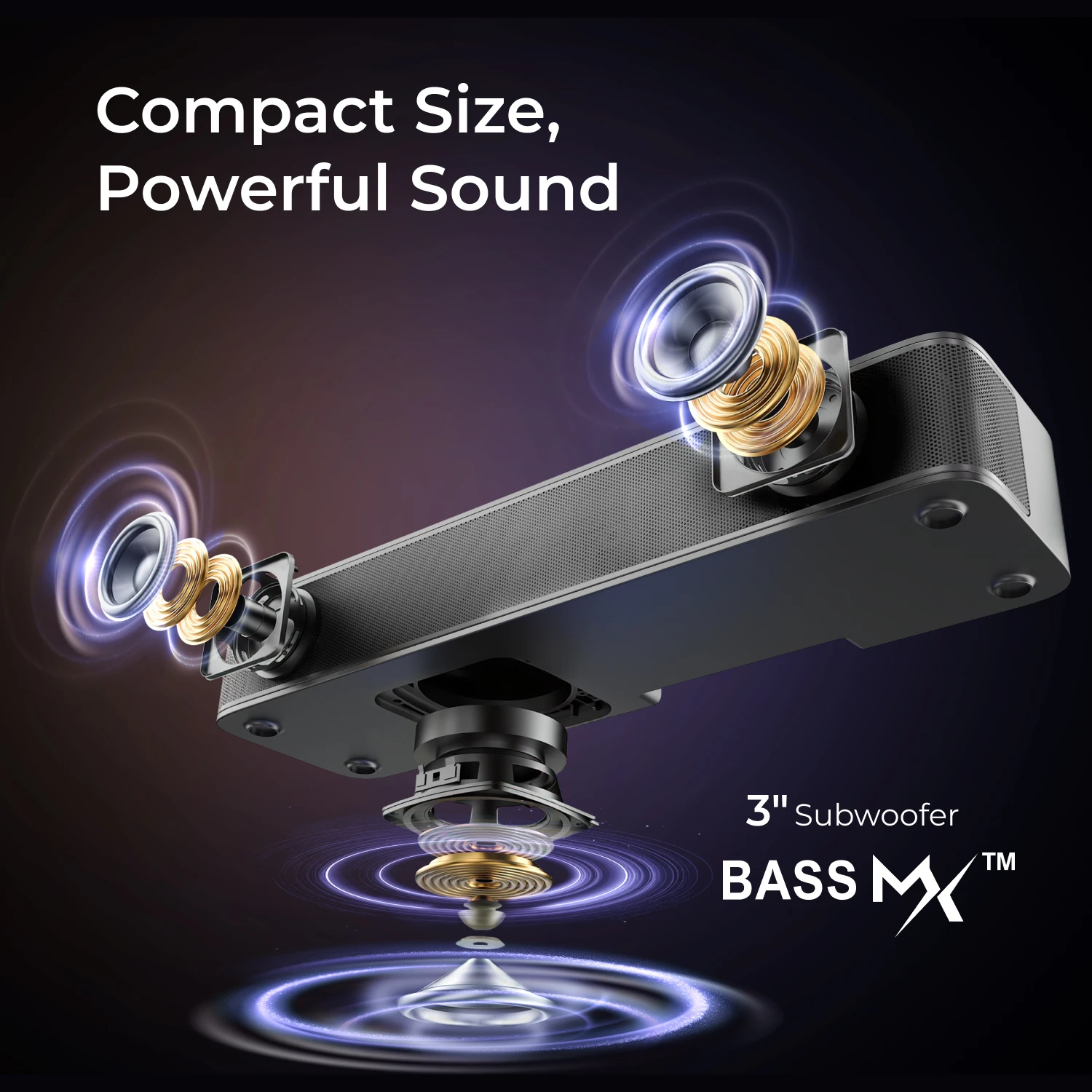 ULTIMEA 120W 2.1ch Compact Soundbar for TV, 3-Inch Built-in Subwoofer, Bluetooth 5.4 TV Sound Bar Speakers image 3