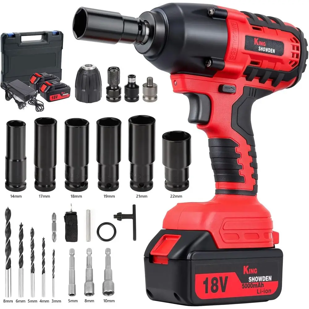 

1/2 18V 1500Nm 4 in 1 Impact Wrench, Brushover Drill Driver Screwdriver Kit