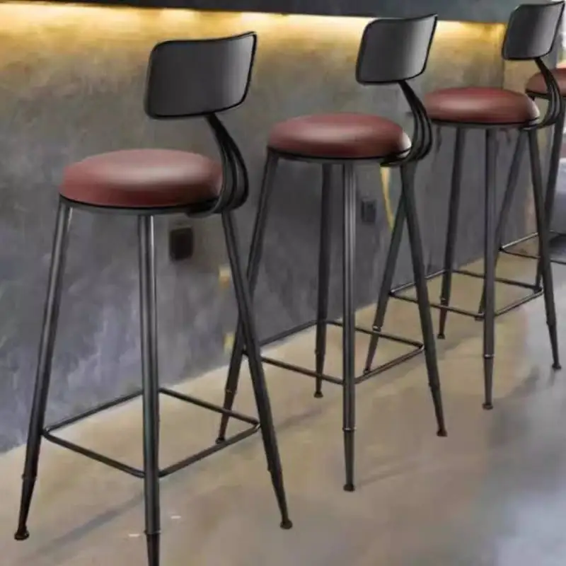 

Elegant Decorative Bar Chair Comfortable Metal Counter Nordic Bar Chair High Ergonomic Restaurant Taburetes De Club Furniture