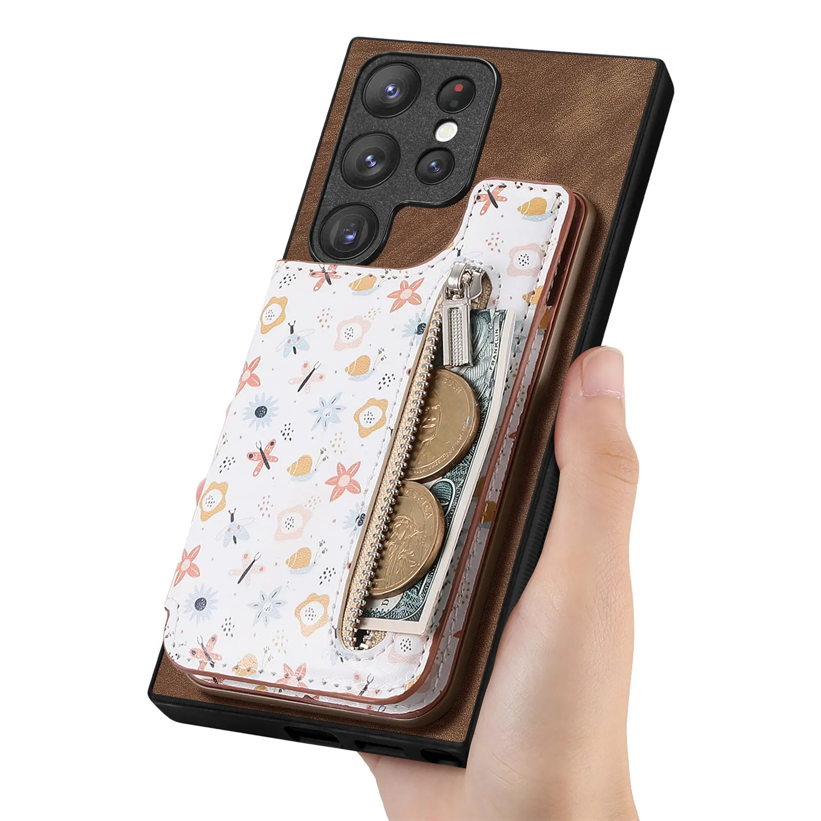 Vintage Zipper Cards Solt Wallet Leather Case for Samsung Galaxy A54 A34 A14 A53 5G S23 Ultra S22 S21 Plus Bag Coin Purse Cover
