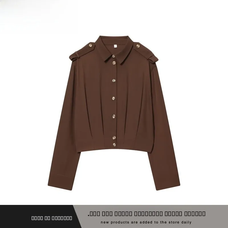 

Faionable Versatile Women's irt with oulder Strap Decoration Loose Fit Polyester Long Sve Classic Collar Autumn Wear