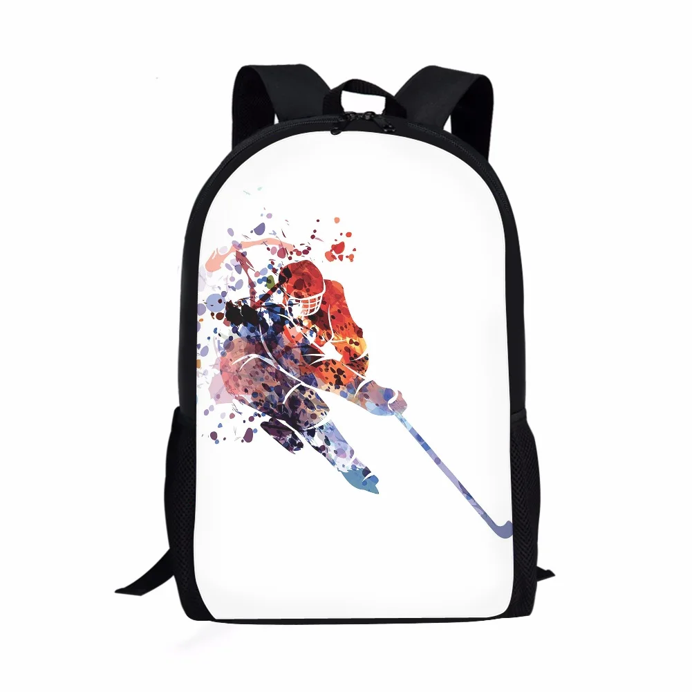 Dễ Thương Khúc Côn Cầu Trên Băng Màu Nước In Hình Ba Lô Đi Học Bé Gái Bé Trai Cổ Vai Bookbags Công Suất Lớn Trẻ Em Túi Sách Dành Cho Thanh Thiếu Niên