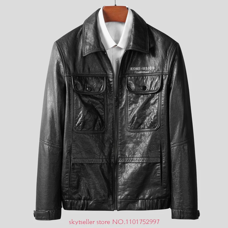 

High Quality Genuine Leather Jacket Men First Layer Cowhide coats real leather short jacket