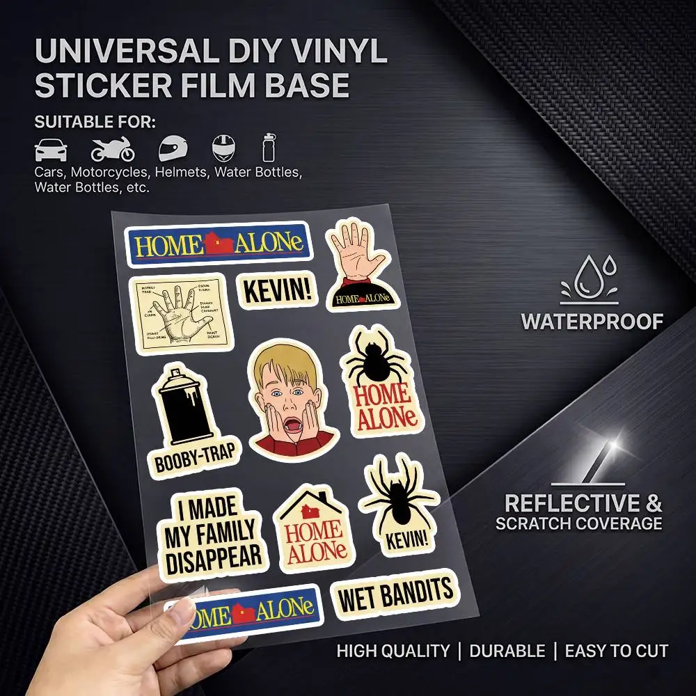 H-HomeAlone-e Universal Multi-Purpose Reflective Waterproof Stickers Scratch Conceal For Auto Bike Helmet Mug Fridge Decoration
