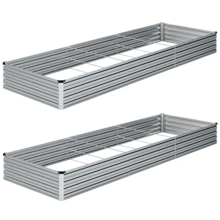 

10×3×1FT 2PCS Galvanized Raised Garden Bed Kit Metal Planter Boxes, Large Outdoor Planters Garden for Planting Vegetables, Flow
