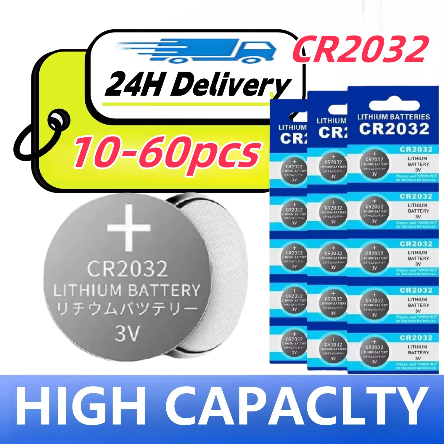 

10-60PCS CR2032 CR 2032 Button Battery 3V Lithium Battery For Watch Toy Calculator Car Remote Control Button Coin Cell