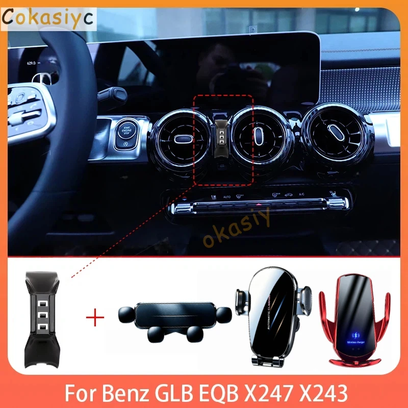 Image of Telefonhalter fürs Auto für Benz GLB EQB X1247 X243 2020-2023, spezielle feste Halterungsbasis, kabelloser Ladeständer für den Innenraum