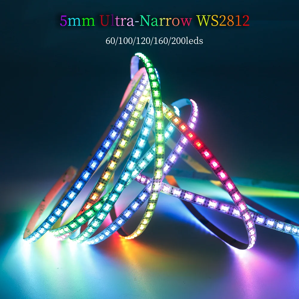 5mm WS2812 2020SMD RGBIC 60/100/120/160/200Leds/m LED strips Full Color WS2812B Individually Addressable Led lights lamp DC5V