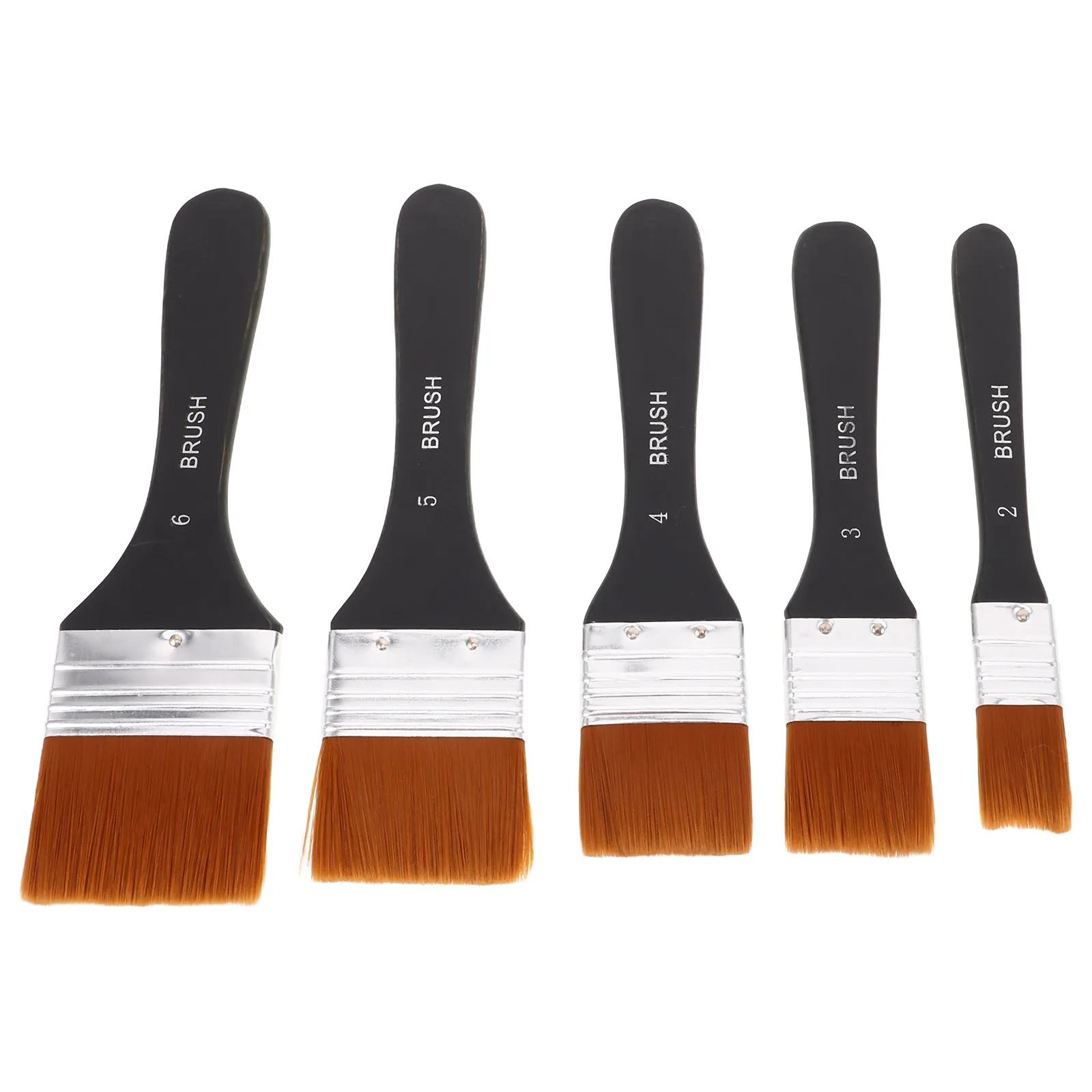 5Pcs Wide Flat Artist Brushes Nylon Tips Wooden Handle Ideal for Acrylic Painting Oil Watercolor Craft Studio Outdoor Sketching
