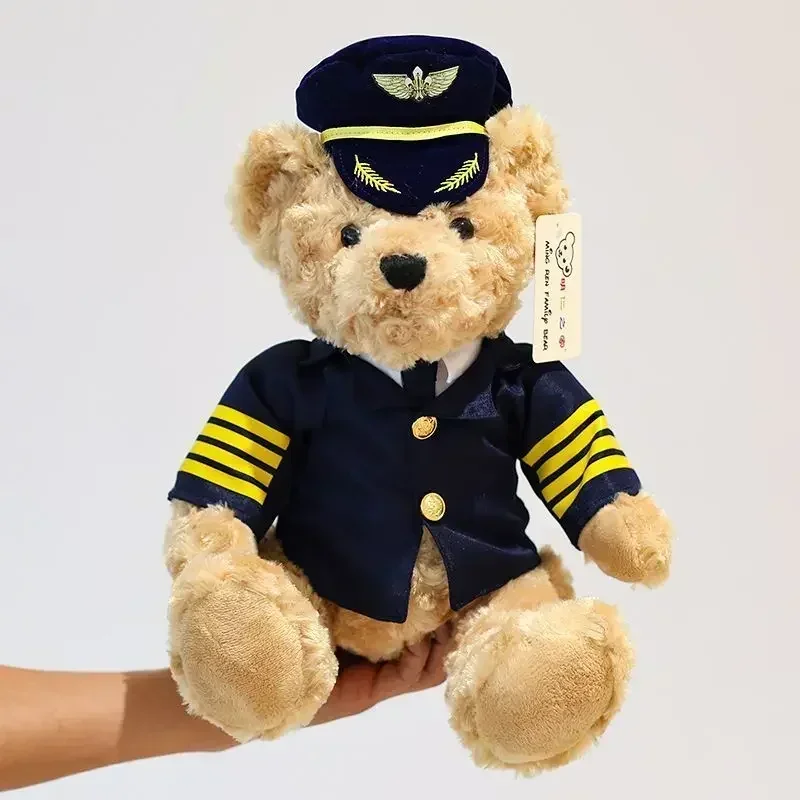 22/30/40cm Pilot   Bear High Quality Plush Dolls Soft Stuffed Captain Bear Plushie Dolls Kawaii Baby Children Birthday Gifts