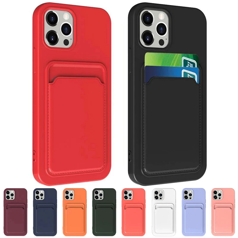 

100pc Original Card Bag Silicone Phone Case for IPhone 11 12 Pro Max 7 8 Plus XR X XS 13 Pro Max Shockproof Case Protector Cover