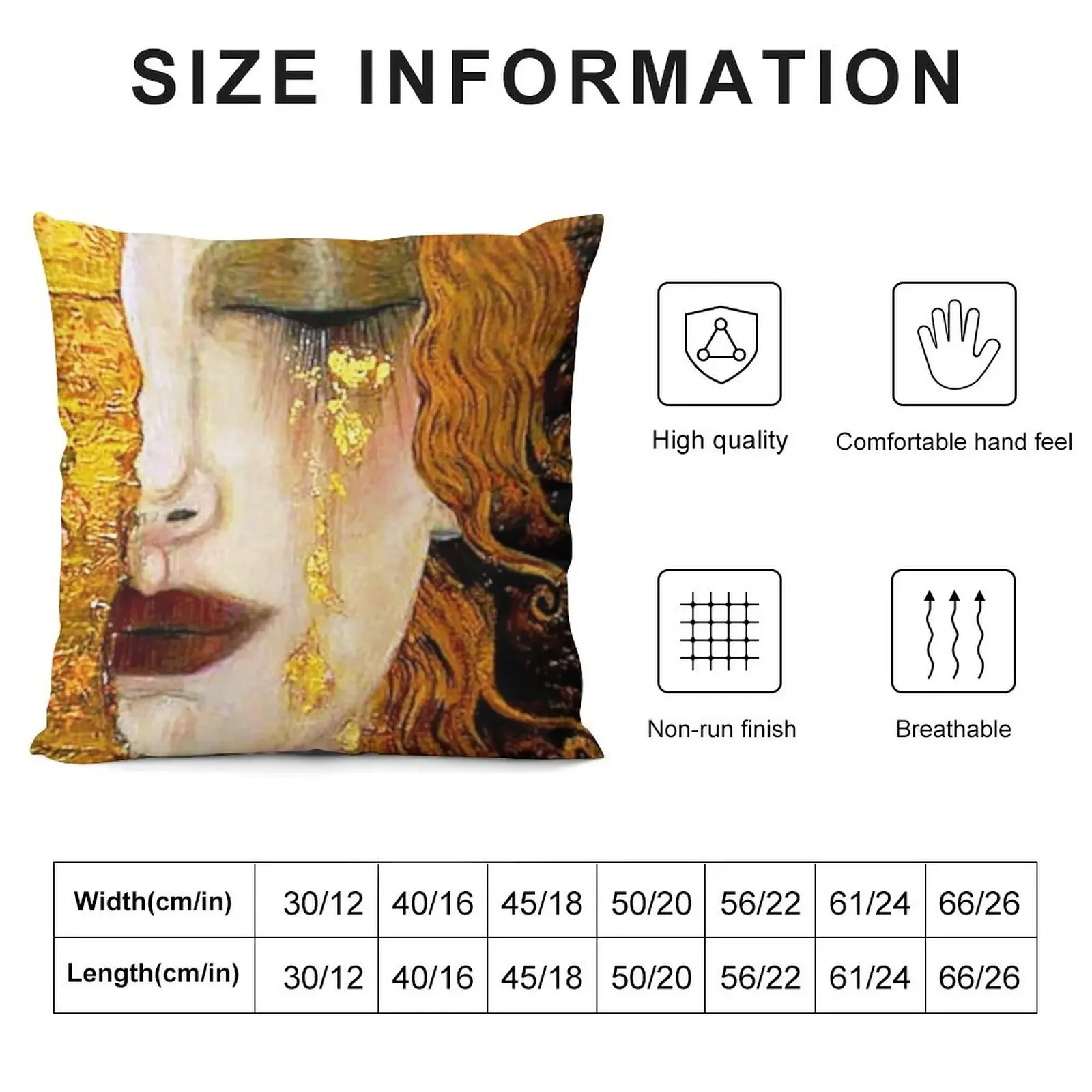 Freya's Tears by Gustav Klimt (w/signature) Art Nouveau Symbolism Throw Pillow covers for pillows Cushion Cover Set pillow