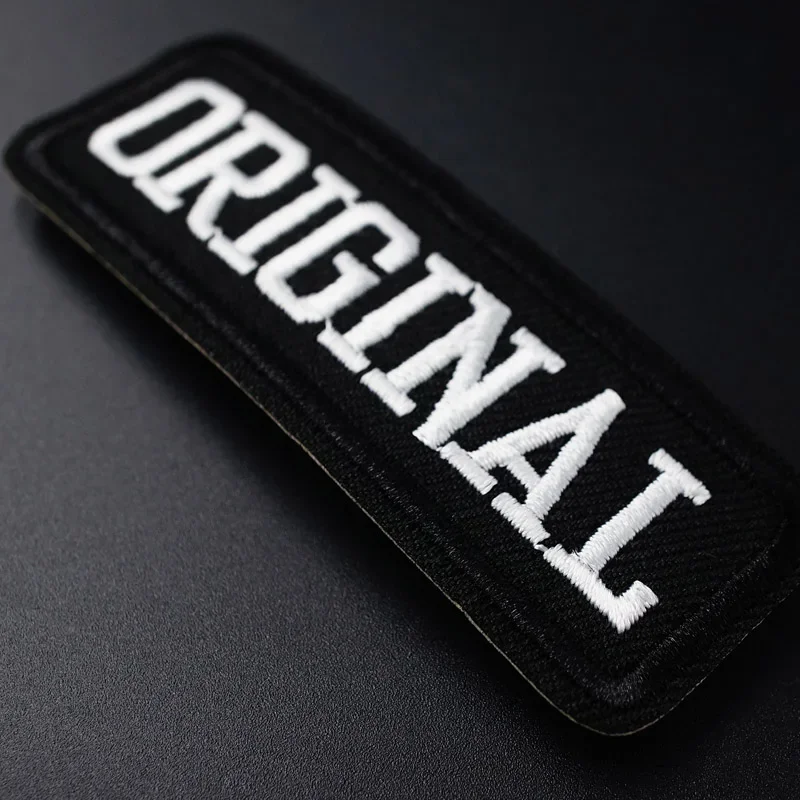 ORIGINAL Size:2.7x8.0cm Embroidery Patches For T-shirt Iron on Stripes Appliques Clothes Stickers Sew on Badges