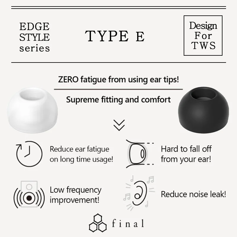 Final Eartips For B&O E8 True Wireless final audio type e silicone ear tips for TWS earbuds samsung buds2 pro eartips wf1000xm4