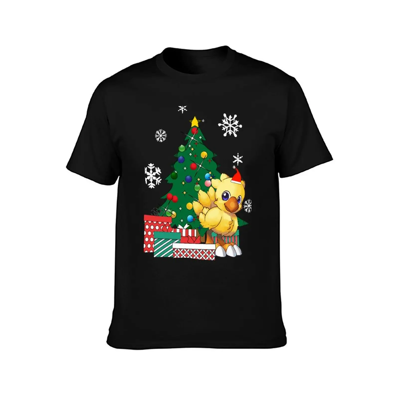 Chocobo Around The Christmas Tree T-Shirt Summer Casual Cotton Tee Oversized Streetwear Tops Vintage Graphic Print