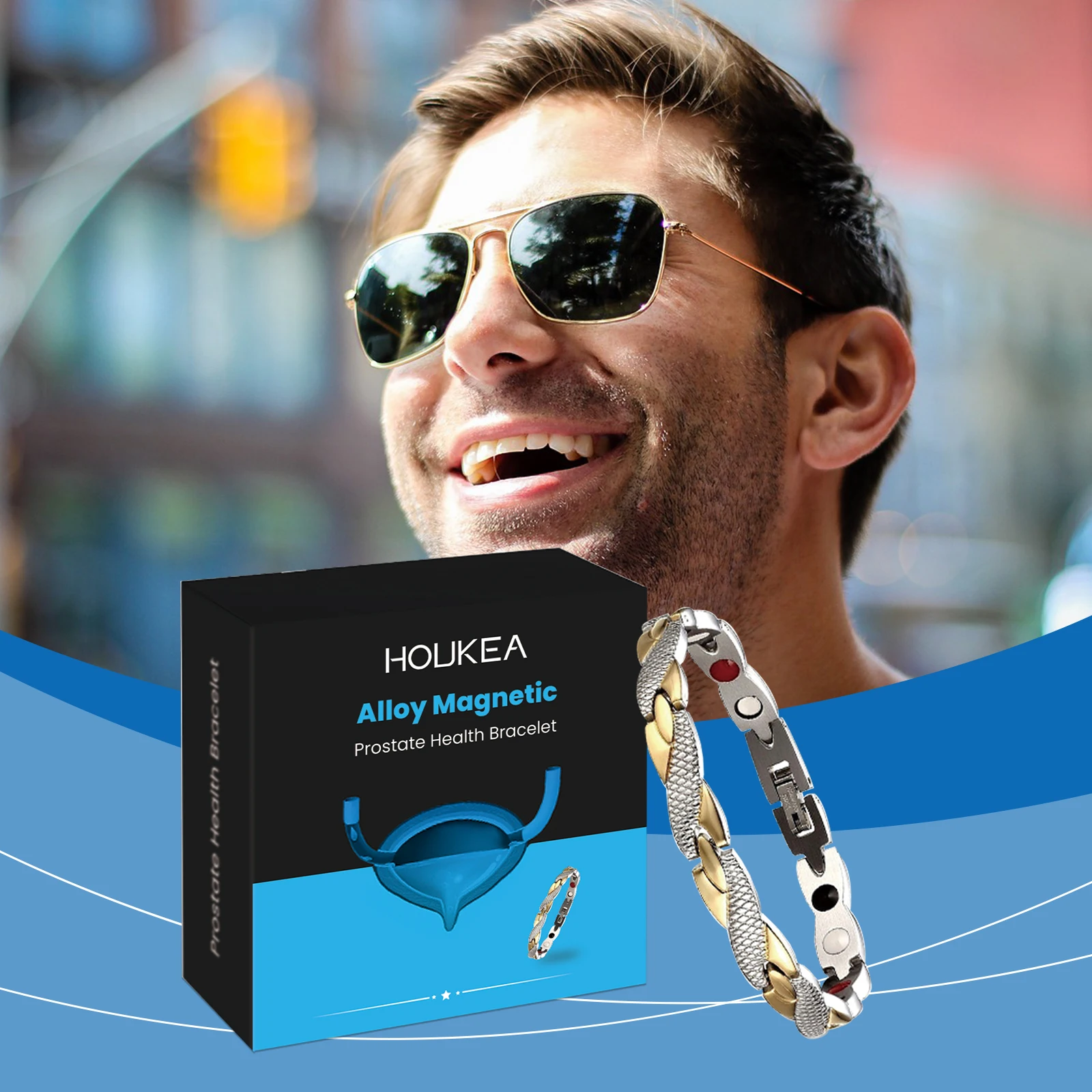 Pulsera para el cuidado masculino, alivia las molestias corporales de los hombres, ligera y elegante, textura suave, cómoda pulsera para uso diario